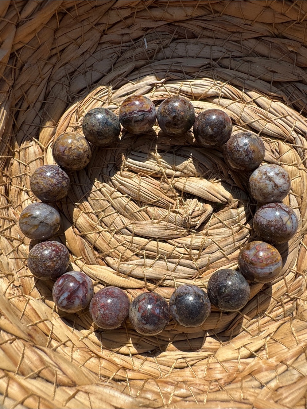 Natural  mixed Petersite Stone Bead Bracelet - Unbranded